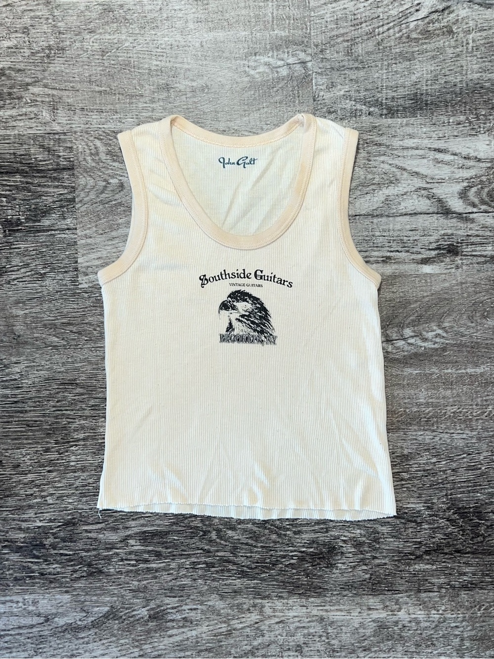 John Galt Brandy Melville Southside Guitars Cream Baby Tank Top Women’s One Size